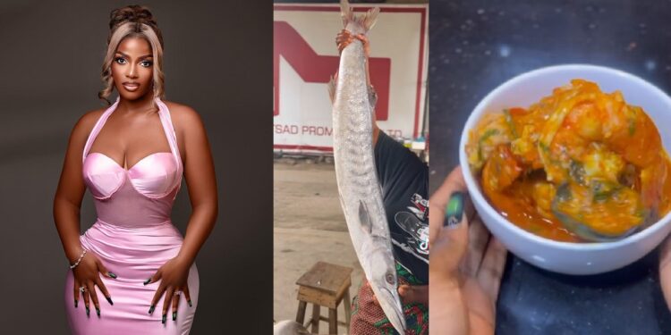 “Someone’s salary for a meal” – Reactions as Hilda Baci makes soup with N60K fish (Video)