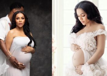“Why baby papa go dey hide face?” – Maternity shoot photos of BBNaija star Maria with her partner causes stir