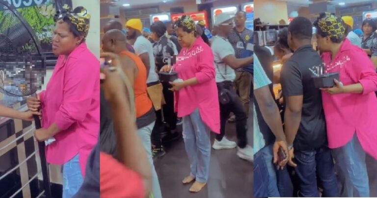Nigerian lady shares video of Toyin Abraham barefooted while buying food in a restaurant