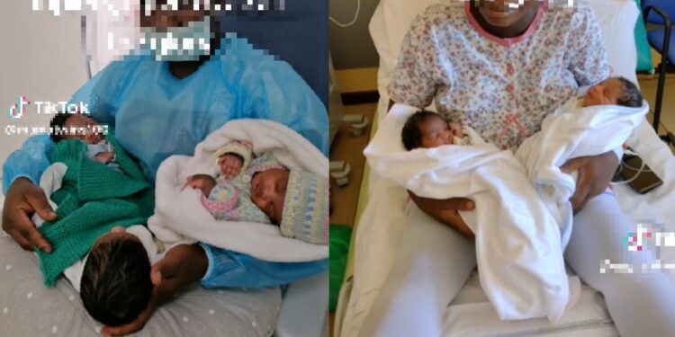 Nigerian woman celebrates abundant blessings as she welcomes triplets after being blessed with twins (Video)