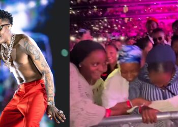 Drama as fans fight over Wizkid’s shirt during UK concert (Video)
