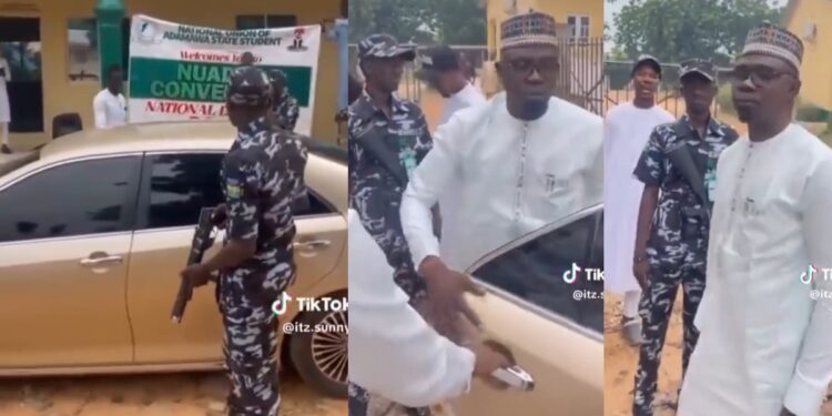 Viral Video: Alleged Adamawa Student Union President arrives at a convention with police escorts (WATCH)