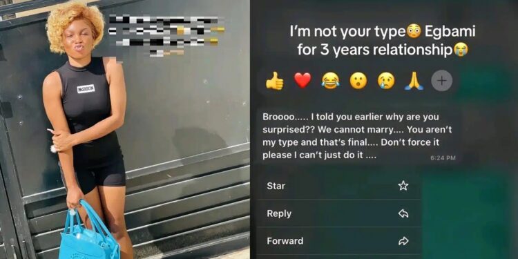“You’re not my type and we cannot marry” – Lady gets shocking response after pranking boyfriend of three years with pregnancy