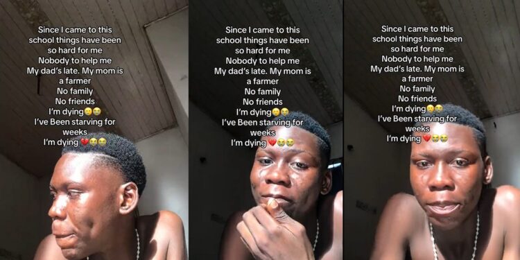 “I’ve been starving for weeks”  Nigerian student cries out for help from internet users (VIDEO)