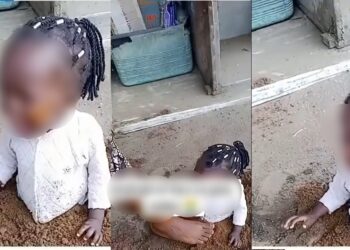Mixed reactions trail trending video where four year old girl is buried halfway because she could not walk yet (VIDEO)