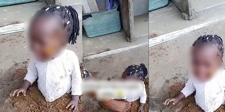 Mixed reactions trail trending video where four year old girl is buried halfway because she could not walk yet (VIDEO)