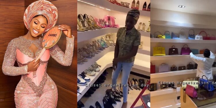 “You no fit wear pass one at once” – Reactions as Mercy Eke shows off her shoe and bag closet