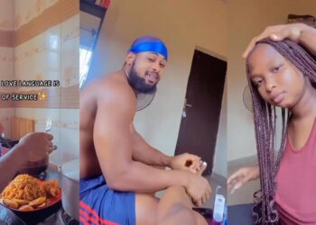 Nigerians gush over intentional man as video of him showering his partner with love and food goes viral (WATCH)
