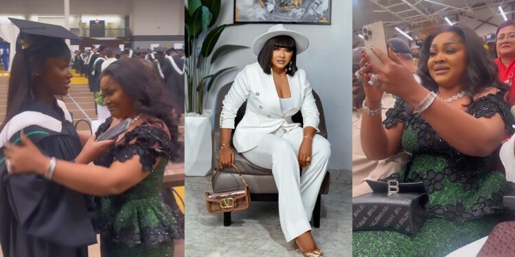 Mercy Aigbe sheds tears of joy as daughter, Michelle, graduates from Canadian university