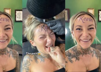 Woman Sparks Controversy By Tattooing Boyfriend’s Name On Her Forehead (VIDEO)