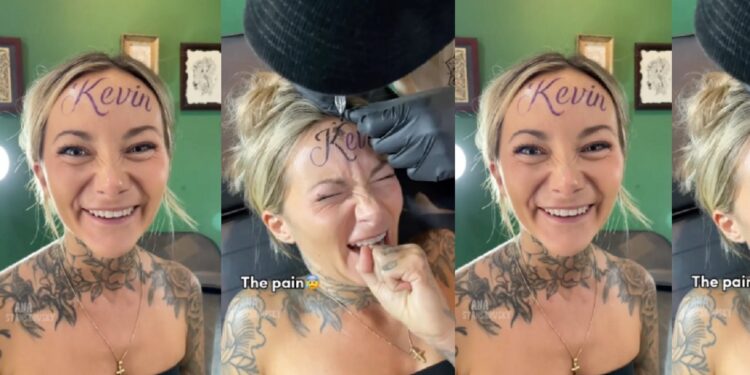 Woman Sparks Controversy By Tattooing Boyfriend’s Name On Her Forehead (VIDEO)