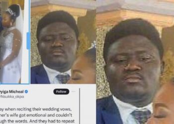 Nigerian Man’s Hilarious Reaction Goes Viral As His Brother’s Bride Becomes Emotional During Vows (VIDEO)