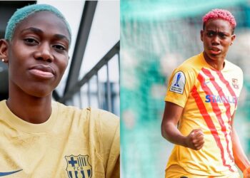 Asisat Oshoala knocks