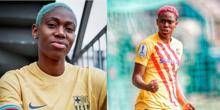 Asisat Oshoala knocks