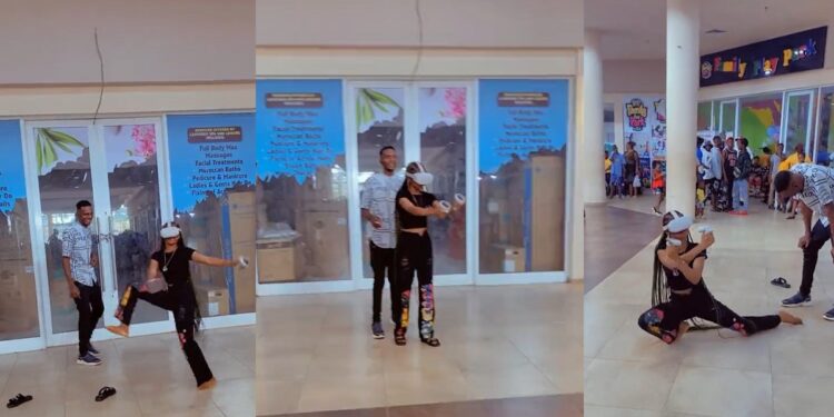 “Kung Fu master” – Reactions as lady creates scene at a mall while wearing VR glasses (VIDEO)