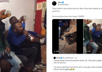 Video Of Thieves Forced To Drink Bottles Of Stolen Alcohol In South Africa Goes Viral (WATCH)