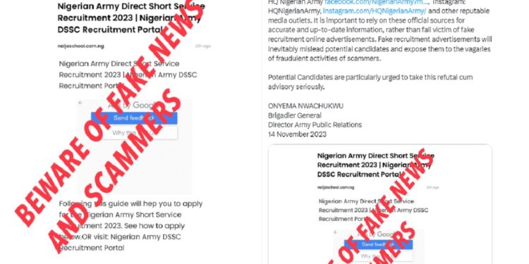 Nigerian Army Warns Aspiring Candidates Of Fake Recruitment Portal