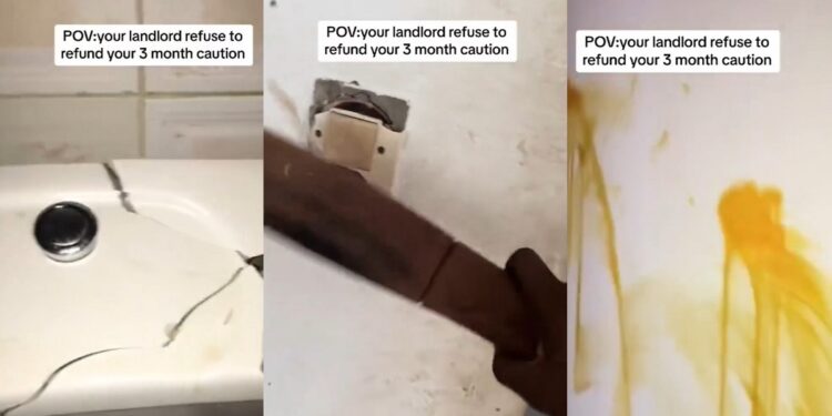 “Kuku un-caution his house” – Nigerian lady damages landlords property after he refused to refund her caution fee (VIDEO)
