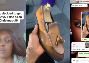 “This shoe sharp o, you be correct daughter” – Nigerian man hails his daughter after she bought him designer shoe as Christmas gift (VIDEO)