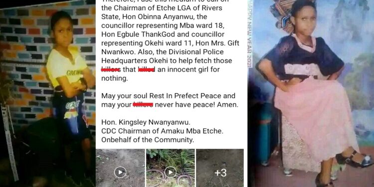 Suspected Ritualists Brutally Mur.dǝr 13-Year-Old Girl In Rivers State Community