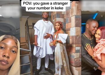 “Na to dey enter Keke now” – Netizens react as lady marries man she met in a keke napep (video)