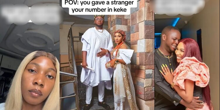 “Na to dey enter Keke now” – Netizens react as lady marries man she met in a keke napep (video)