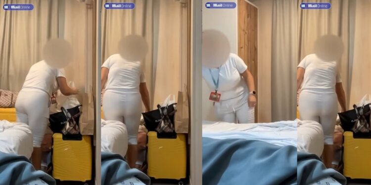Hotel Cleaner Caught Stealing From Guests, Concealing Items In Her Br@, Secret Camera Exposes Theft (VIDEO)