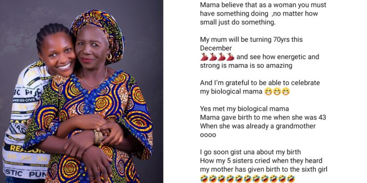 Mama gave birth to me when she was 43, my 5 sisters cried when they heard our mother gave birth to the sixth girl – Nigerian lady shares