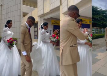 Nigerian bride breaks tradition as she walks down the aisle with her brother as her “Man of Honor” (VIDEO)