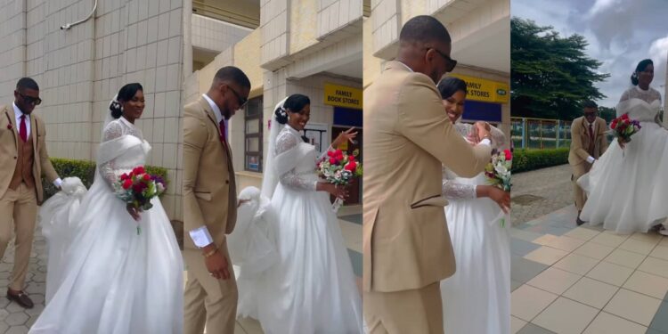 Nigerian bride breaks tradition as she walks down the aisle with her brother as her “Man of Honor” (VIDEO)