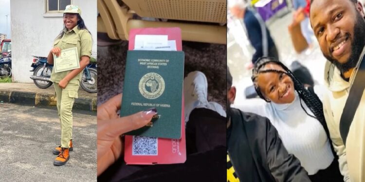 “From NYSC POP To the UK” – Nigerians celebrate lady who relocated to the UK after completing NYSC
