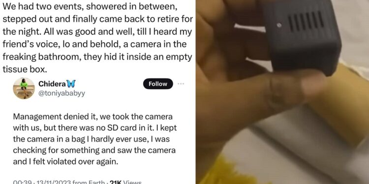 Nigerian Lady Exposes Alleged Hidden Camera In Short Let Apartment’s Bathroom, Lagos state (VIDEO)