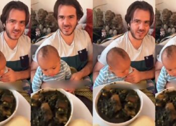 Caucasian Man Rejects His Nigerian Wife’s Pounded Yam And Soup, Leaving Netizens In Stiches (Watch)