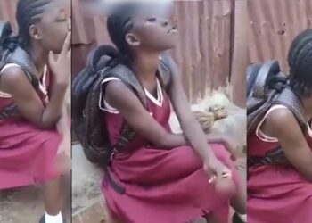 “She’s addicted to it” – Netizens react to video of schoolgirl sm0king cigarette like a pro (video)