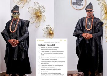 Toyin Lawani’s husband, Segun Wealth adds ‘release private videos’ on his to-do-list ahead of birthday