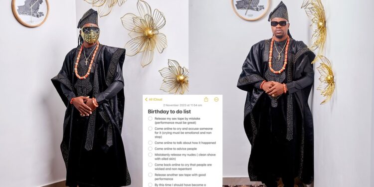 Toyin Lawani’s husband, Segun Wealth adds ‘release private videos’ on his to-do-list ahead of birthday