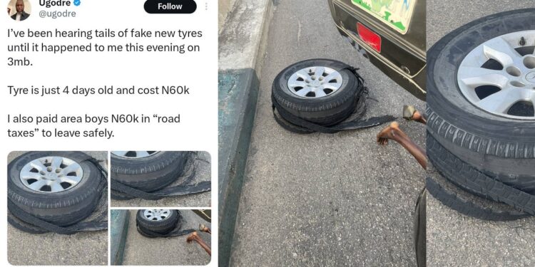 Nigerian Man Forced To Pay N60,000 By Area Boys After His Tyre Failed On Third Mainland Bridge