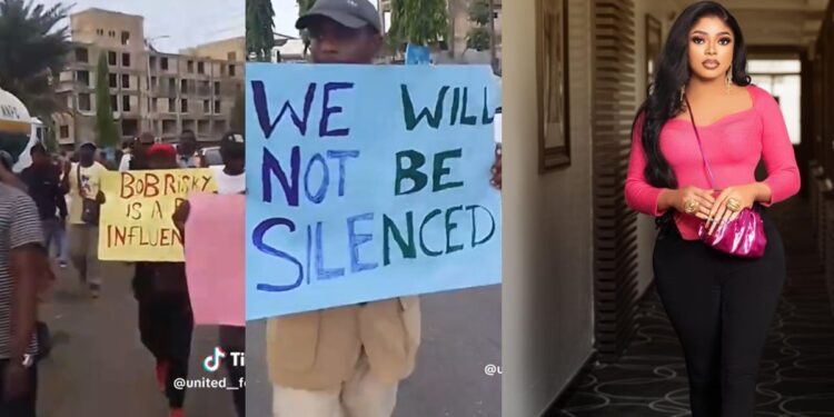 “He is a bad influence” – Benin youths protest against Bobrisky being in Benin