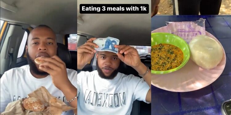 Nigerian man shows off what he eats in a day with only 1k (VIDEO)