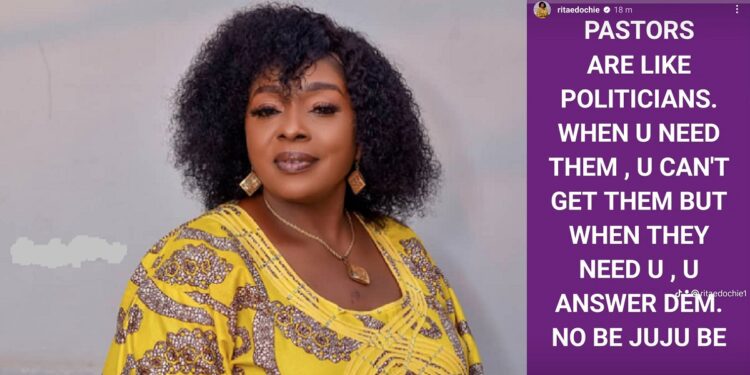“When you need them, you can’t get them” – Rita Edochie sparks controversy with comparison of pastors and politicians