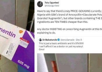 Tolu Ogunlesi criticizes doctors who still prescribe Augmentin to patients despite price surge