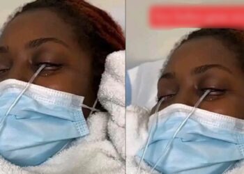 “Eye lashes gone wrong” — Internet users pray for popular TikToker who nearly went blind after fixing lashes (VIDEO)