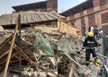 Baby And Woman Trapped Under Rubble As Building Collapses in Lagos