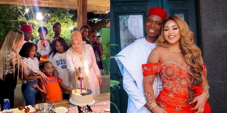 Regina Daniels make many gush as she celebrates her husband’s birthday, Ned Nwoko with her co-wife Laila (Video)