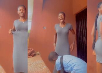 “He is giving big uncle vibes” – Netizens react as boy respectfully pulls down his older sister’s gown after she pulled it up to make it short (video)