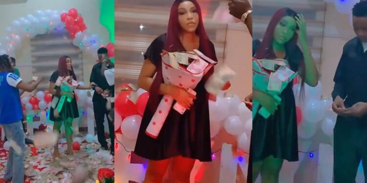 “This one don use money buy love” – Reactions as lady appears unexcited after her boyfriend proposed to her (video)