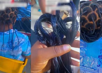 “My detty December hair is ready” – Lady shows off the rubber hair she made for Christmas (VIDEO)