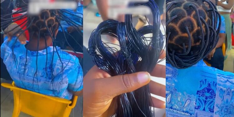 “My detty December hair is ready” – Lady shows off the rubber hair she made for Christmas (VIDEO)