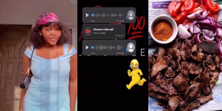 “Intentional suya man” – Lady shares the voice messages she received from a suya seller after she gave him her number (VIDEO)