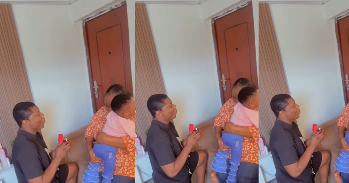 “Thick girls are also winning” – Reactions as man propose to his plus sized girlfriend (Video)